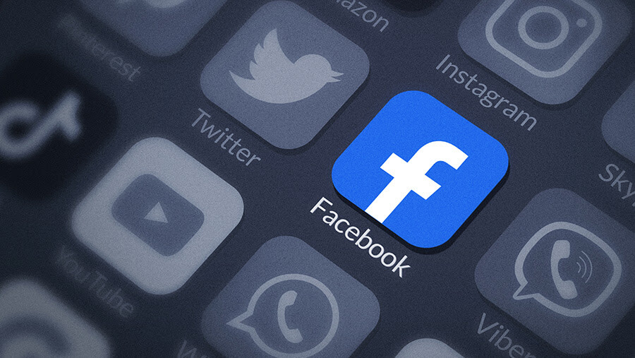 A Facebook app icon highlighted among other apps