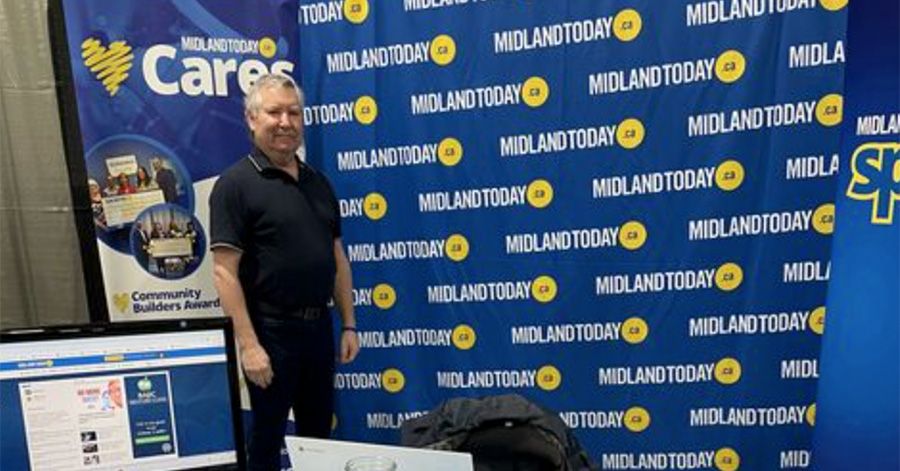 MidlandToday community partner specialist Rick Gordon works the booth at the Midland Spring Home Show in support of the Midland District Shrine Club