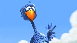 Animation of bird waving goodbye