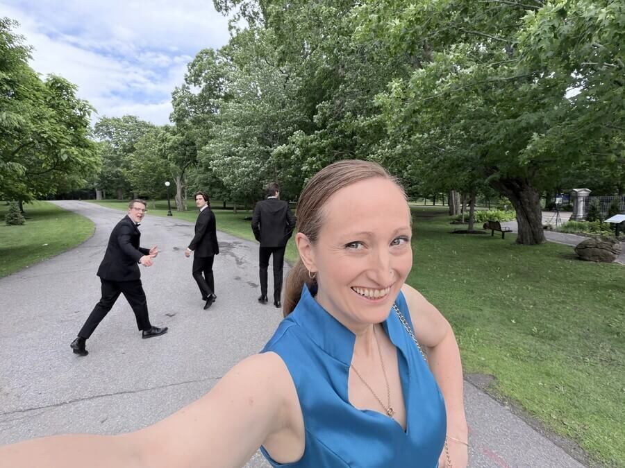 The Trillium team on the Rideau Hall grounds heading in to the Michener Awards ceremony