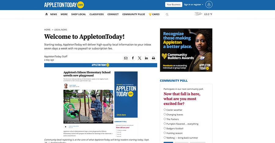 Screenshot of AppletonToday
