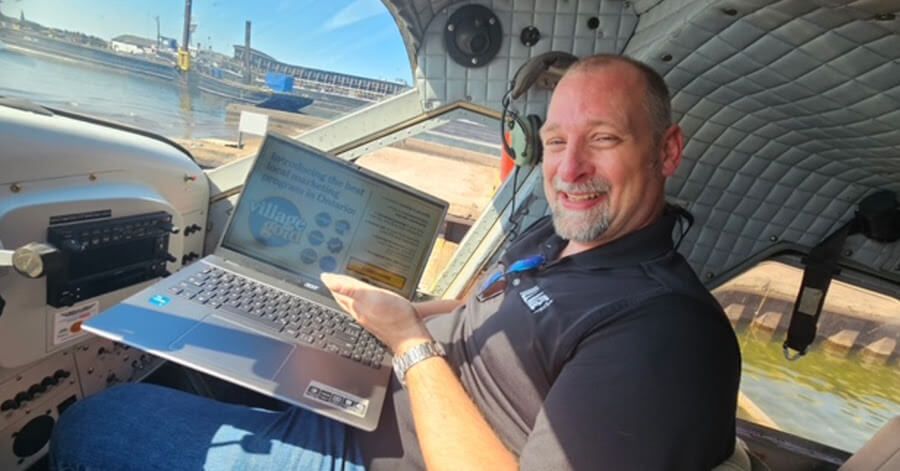 SooToday’s Rob Speers was spotted pitching the Village Gold program from an airplane cockpit.