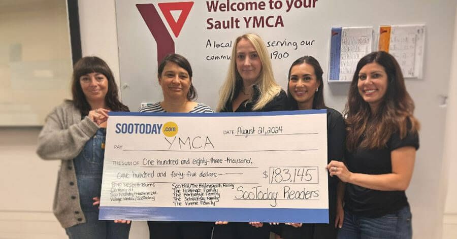 Our SooToday Cares team presents a cheque for $183,145.00 to the Sault Ste. Marie YMCA