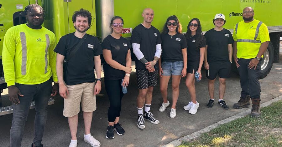 The Village Media team of Zack Trunzo, Leah Johnson, Kasey Woods, Jasmyn Rowley, Zaafina Naqvi and Daniel Ramos are joined by GFL staff to distribute gifts to Blake-Boultbee neighbourhood kids.