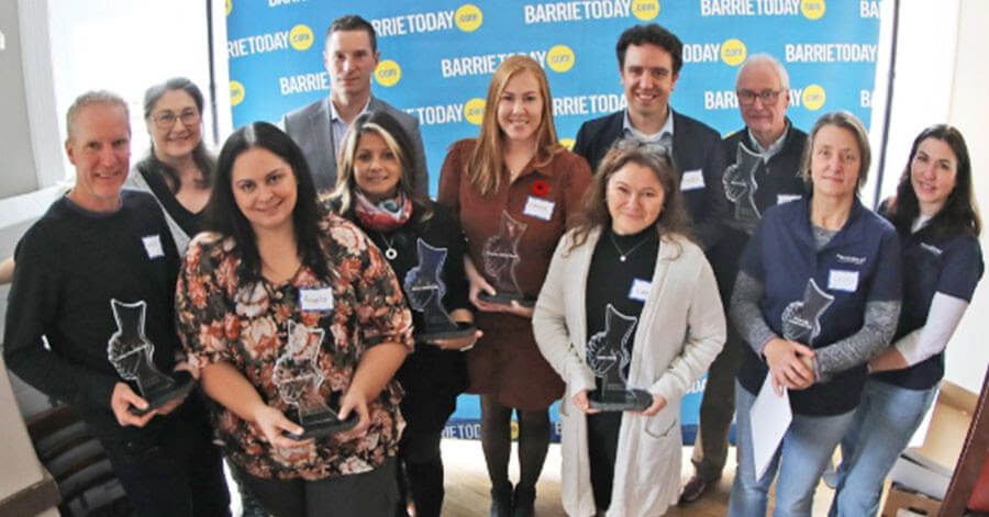 Group of winners at the BarrieToday 2023 Community Builders Awards