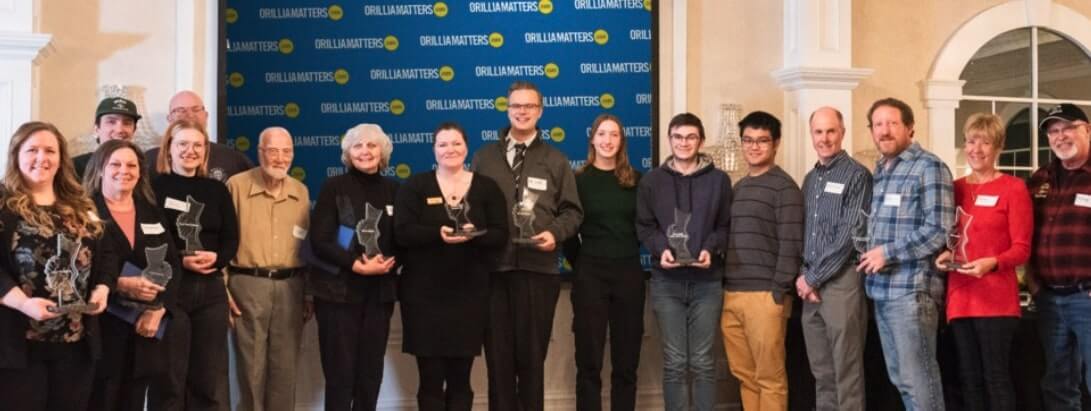 OrilliaMatters CBA winners pose with their trophies