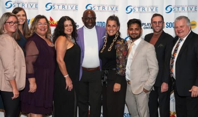 A group of people pose for a photo at the 2024 Algoma Visionary Awards Gala