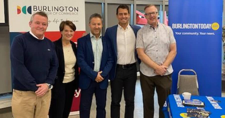 Community partner specialists Daniel Coleman and Ted Lindsay attended the Burlington Chamber of Commerce event, 2025 Business Before 9: What Sport and the 2026 World Cup Mean to Burlington.