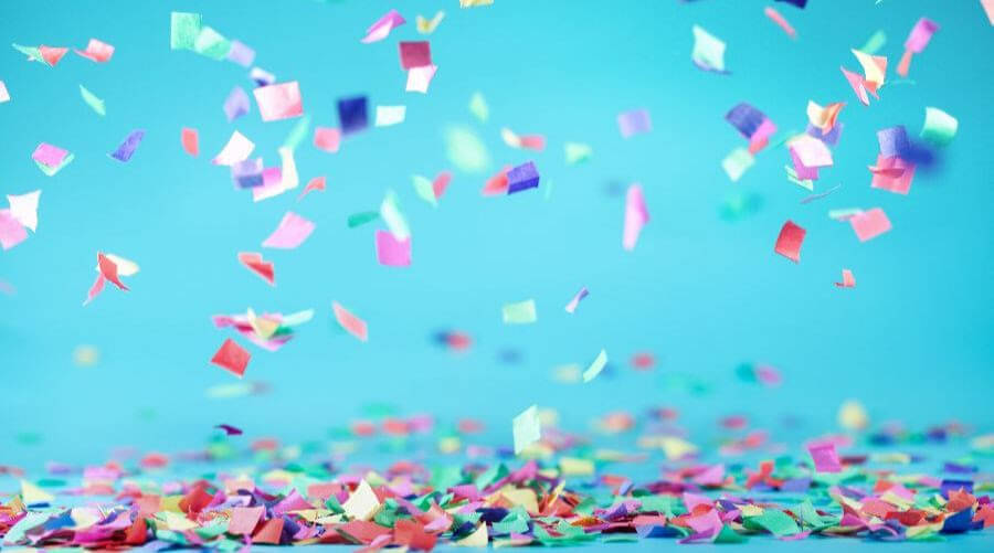 Confetti on a blue background