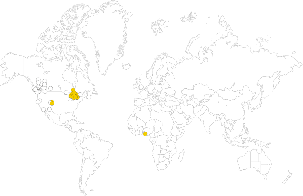 Map showing Village Media network